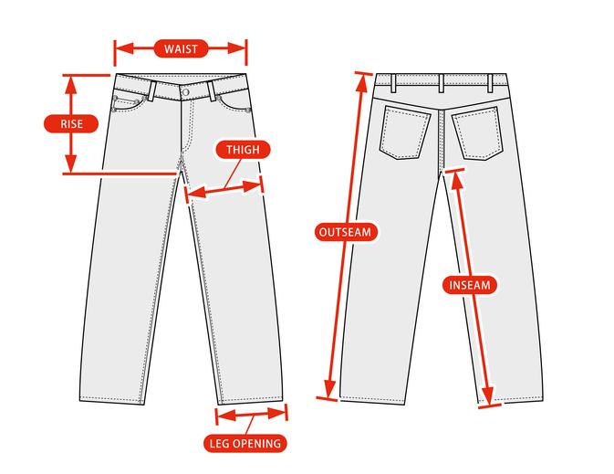rozměry kalhot